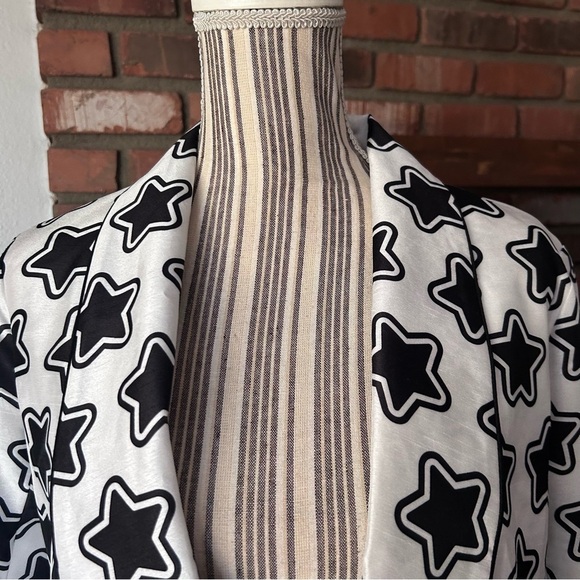 Anthropologie Hutch Oversized Shantung Star Print Blazer in Black & White Sz S - Picture 4 of 9